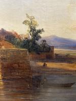 GUDIN Théodore (1802-1880) : Paysage romantique. Huile sur toile signée...