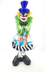 MURANO (XXe siècle) : Clown en verre soufflé polychrome 
H....