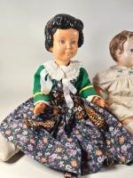 Lot de poupées vers 1950 comprenant :
Poupon baigneur, la tête...