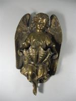 DUMAIGE : Bénitier en bronze doré à décor d'ange tenant...