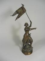 GAUDEZ Adrien (1845-1902) : Jeanne d'Arc. Bronze à patine brune...