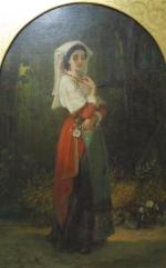 SALLES Jules ( 1817-1898) : Jeune italienne à la robe...