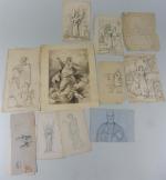 DOZE Jean-Marie Melchior  (1827-1913) : Lot de dessins, lavis,...