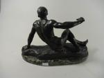 MADRASSI Luca (1848-1919) : Gladiateur à terre, sculpture en bronze...