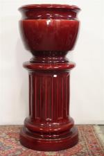 Colonne dorique et vasque en céramique rouge intérieur bleu H:...