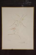 DALI Salvador  (1904-1989) "Le baiser" Lithographie pointe sèche, planche...