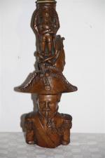 Pipe en bois sculpté, travail populaire, époque XIX ième H:...