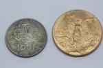 Une pièce de 50 pesos en or. 37.4 gr