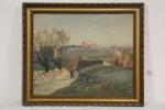 BRUNEL Jean-Baptiste (c.1850-1929) "Paysages avignonais" . 2 huiles sur toile...