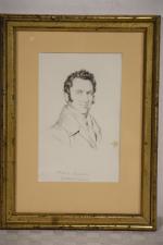 GAUTIER Lucien: "Portrait de Marius Reinaud, graveur Provençal" Dessin. H...