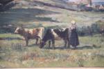 JAPY Louis Aimé (1840-1916) "Vaches en bretagne" Huile sur toile...