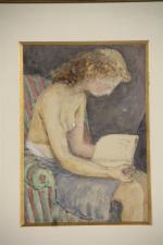 DEVAL Pierre (1897 1993) "Femme à la lecture". Aquarelle. H:...