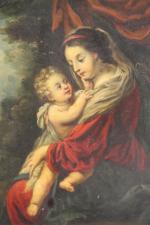 Ecole du XIX ième "Vierge à l'enfant Jésus dans ses...