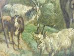 Ecole XIXème. : berger avec son troupeau, HST,  38x46...