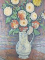 MARTIN-FERRIERES Jac (1893-1972) : Bouquet de dahlias, HST, signée en...