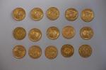15 pièces de 20f or (6 suisses - 6 "au...