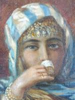 MONTUORI (XIX-XXème s.) : Femme  orientale au foulard bleu...