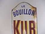 Plaque bombée en tôle émaillée " Le Bouillon Kub, exiger...