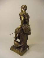 GARNIER Jean (1853-1910) : Jeune fille à l'oie, sculpture en...