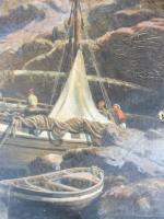 GROLIG Curtius (1805-1863) :  Les pêcheurs, HST, SBD, 49x33...