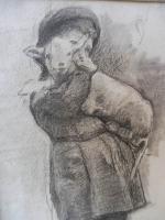 CHIALIVA Luigi (1842-1914) : Enfant et un agneau, eau forte,...