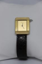 POIRAY - boitier de montre rectangulaire en métal doré, système...