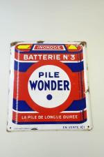 Plaque en tôle émaillée Pile Wonder Batterie n° 3 ,...