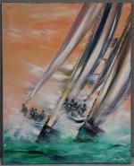 Victor SPAHN (1949)  "Les voiliers" Huile sur toile signée...