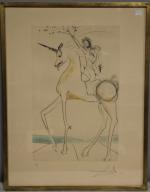 Salvator DALI (1904-1989): "Les licornes" Lithographie signée en bas à...