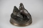 Pierre-Jules MENE (1810-1879): "Les coqs de Bruyère" Sculpture en bronze...