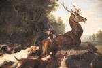 D'après Jacques-Charles OUDRY (1720-1778): "Scènes de chasse" Paire d'huiles sur...