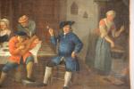 ECOLE FLAMANDE du XVIIIème siècle: "Scène de débauche à la...