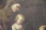 Ecole française XVIIème siècle "L'adoration de l'enfant Jésus" Huile sur...