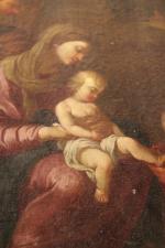 Ecole française XVIIème siècle "L'adoration de l'enfant Jésus" Huile sur...