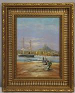 Jean AUDIER (XX) "Le port de Marseille" Huile sur panneau...