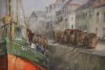 Gabriel AUGIZEAU (1894-1963): "Bateaux au port" Huile sur toile signée...