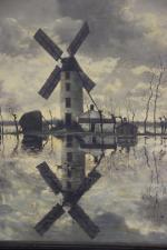 Edmond BERTREUX (1911-1991) " Le moulin ", huile sur toile...