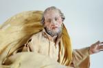 NAPLES : Santon représentant un homme barbu en bois polychrome,...