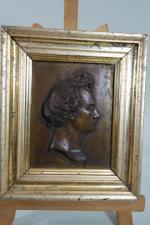 BENEZECH Bertrand (1804-1852) : portrait d'homme, bas-relief en bronze en...