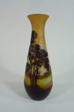 Etablissements GALLE : Vase en verre multicouche à décor gravé...