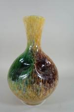 ACCOLAY (JT) : Vase en céramique vernissée brun/vert  sur...