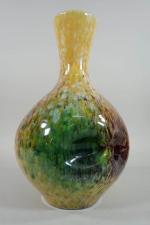 ACCOLAY (JT) : Vase en céramique vernissée brun/vert  sur...
