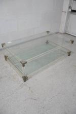 Table basse rectangulaire en plexiglas, deux plateaux en verre, style...