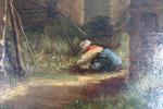 TROYON Constant (1810-1865) : Travaux campagnards près d'une chaumière, HST,...