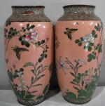 Japon, vers 1900 -Paire de vases cloisonnés à décor de...