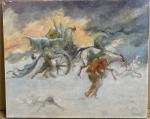 Pierre PATUREAU (1924-2020) : Saltimbanques sous la neige. Huile sur...