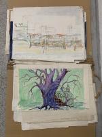 Pierre PATUREAU (1924-2020) : Carton d'esquisses, calques, dessins mises au...