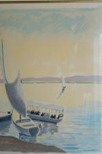 BRAYER Yves (1907-1990) : Bateaux à l'embarcadère,  lithographie signée...
