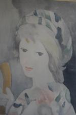 LAURENCIN Marie (1883-1956)  : Femme au turban jouant de...