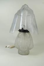 MULLER FRERES - LUNEVILLE : Lampe champignon octogonale en verre...
